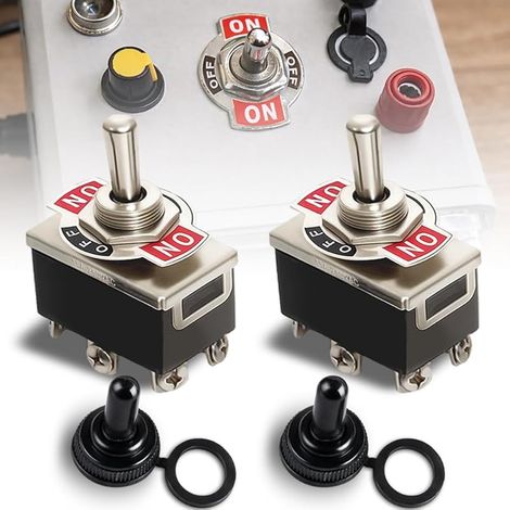 Interrupteur Commutateur a Levier DPDT ON-OFF-ON 3 Positions 6 Broches 15 A 250 VAC / 20 A 125 VAC avec Couvercle de Démarrage Imperméable par (2 Jeux) (1/5)