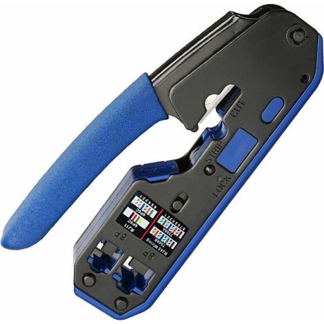 Pince à sertir RJ45 professionnelle Cat7, outil de crimpage pour connecteurs RJ45 Cat6, kit avec prises et fiches réseau (1/5)