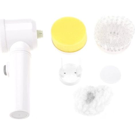 Brosse Electrique Nettoyage - Manche Avec 4 Têtes Interchangeables - Pour Cuisine Salle De Bain Carrelage Tapis - Fonctionne Sur 4 Piles AA - 1 Set (1/5)