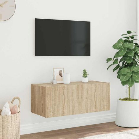 TV-Wandschrank mit LED-Leuchten Sonoma-Eiche 80x35x31 cm