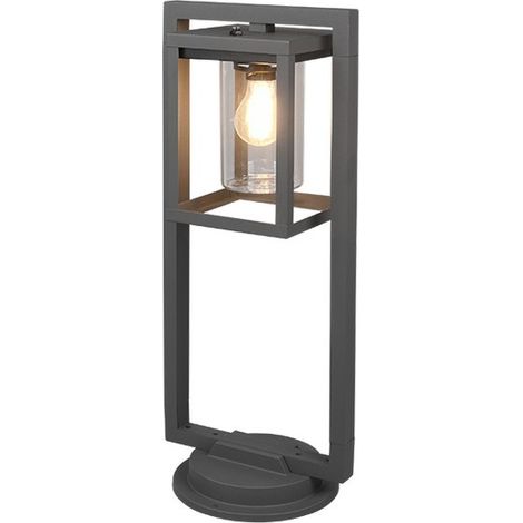 Poteau Lanterne Long Verre Cylindre Anthracite IP44 Capteur Crépusculaire Trio Eclairage (1/5)