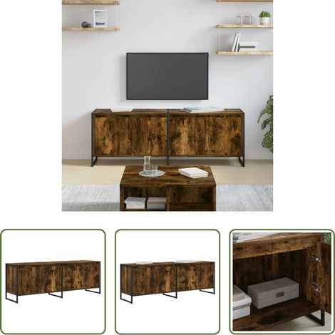 Meuble tv industriel -  Meuble TV Chêne Fumé 140 x 36 x 49.5 cm Bois d'ingénierie (1/5)