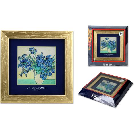 Riproduzione del quadro "Iris di Van Gogh" con cornice dorata. Decorazione della cornice. (1/5)