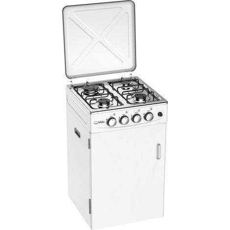 Cucina da Esterno 4 fuochi a gas gpl 50x50cm h85cm con Mobile Portabombola e accensione piezo Bianco