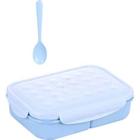 Boîte à lunch Bento à 3 compartiments en polypropylène alimentaire, réutilisable et portable, avec cuillère intégrée, 1800 ml, idéale pour l'école et le bureau. (1/5)