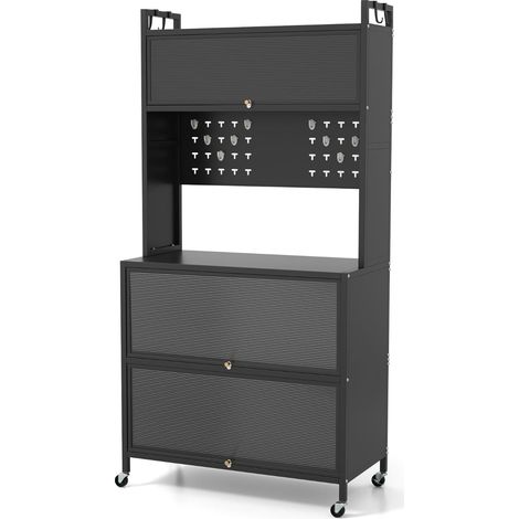Scaffale da cucina portatile a 5 ripiani 80 x 40 x 160 cm con ruote di sicurezza rinforzate stile moderno nero 200019398