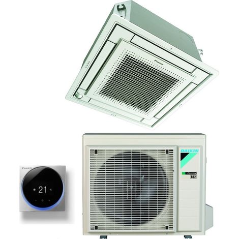 daikin climatiseur à cassettes entièrement plat 12000 btu ffa35a9 r-32 wi-fi en option avec grille incluse classe a++/a+ - garantie europèenne commande filaire argent brc1h519 / brc1h52ss,italie 2+2