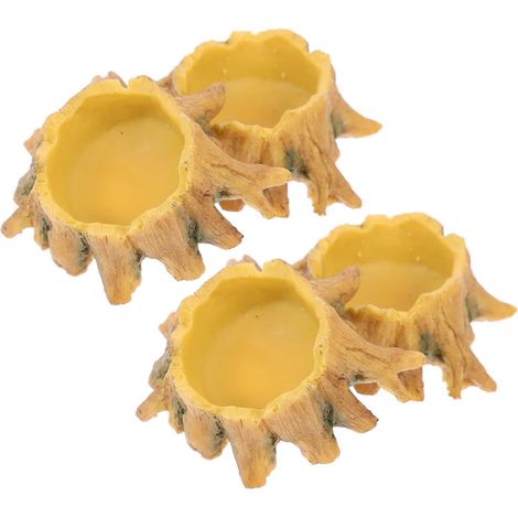 Reptile Water Bowl, Set of 4 Mini Yellow Resin Basins (1/5)