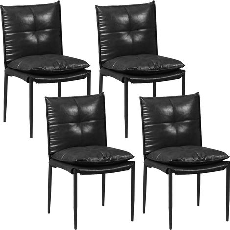 WOLTU Lot de 4 Chaises de Salle à Manger en Simili-Cuir, Pieds métalliques, Dossier Haut siège Double Ergonomique, Noir (1/5)