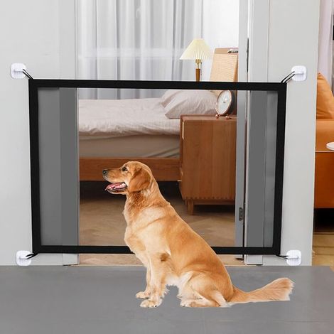 Barrière de sécurité pour chien - peut être installée aux portes, dans les cages d'escalier, à l'extérieur, etc. - 1 pièce, noire, 180 × 75 cm (1/5)