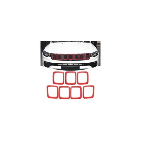 Parrilla roja de ABS para Jeep Compass MP 2017-2020 (1/4)