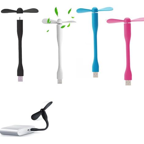 Stück Mini-USB-Lüfter, flexibler Powerbank-Lüfter, für PC-Powerbanks und USB-Geräte (Schwarz, Weiß, Rosa, Blau) (1/5)