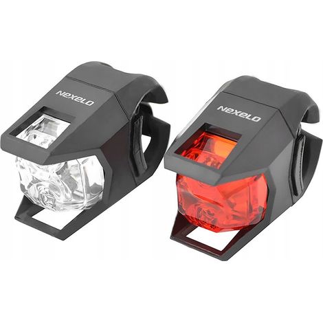 Set economico di luci a LED anteriori e posteriori per bicicletta con batterie Nexelo L177034NEX.