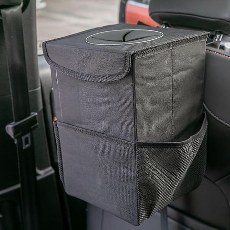 poubelle De Voiture Avec Couvercle Sac Poubelle De Voiture Suspendre Avec Poches De Rangement Pliable Et Portable, Organiseur De Voiture Anti-fu (1/4)