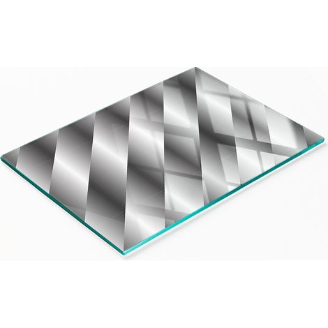 Tabla de servir de cristal para cocina con estampado de rayas abstractas, 80x52 cm. (1/5)
