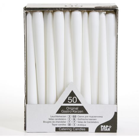 CAJA 50  VELAS PAPSTAR 2.2X25CM BLANCO