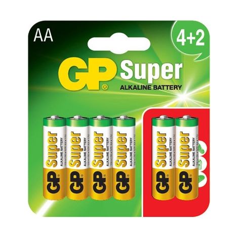 Super-Alkaline-Batterie AA LR6 1,5 V, 6 Stück - GP15A-U6