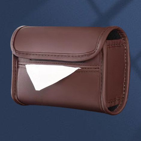 Porte-Mouchoirs Accoudoir Résistant Cuir PU Organisateur de Boîte à Mouchoirs pour Siège Arrière, Brun, Lot de 1 (1/5)