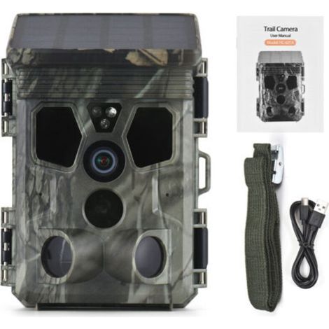 Caméra de Chasse Solaire 4K 50MP 65ft .120°/IP66 . 0.3s Déclenchement.Chasse Trail Caméra Caméra Faune Caméra (1/5)