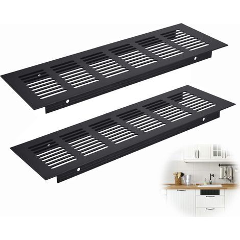 2er-Set Lüftungsgitter, Aluminiumlegierung, Schwarz, für Küche, Schrank, Badezimmer (1/5)