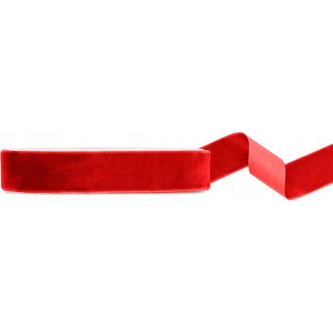 Cinta de terciopelo, roja, 25 mm/10 m (1/3)