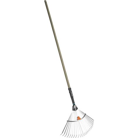 Scopa da giardino regolabile PureLine – da 30 a 50 cm – Denti in acciaio – Manico in legno 100% certificato FSC GARDENA
