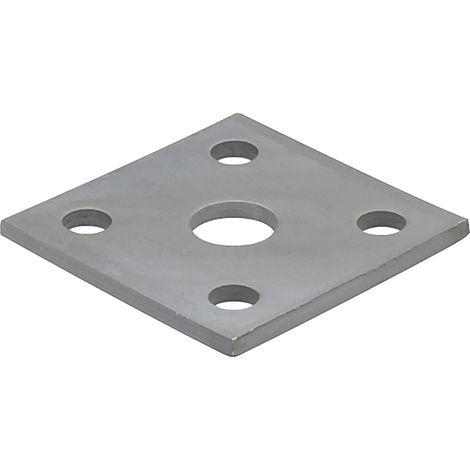 Pitzl 5-Lochplatte für Gewinde M24, 100x100x6mm, ZiNiP beschichtet, Stahl (1/4)