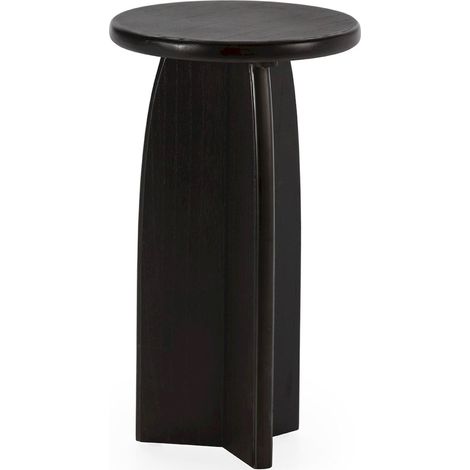 Table d'appoint noire en bois de caoutchouc design contemporain - noir bois de caoutchouc (1/3)