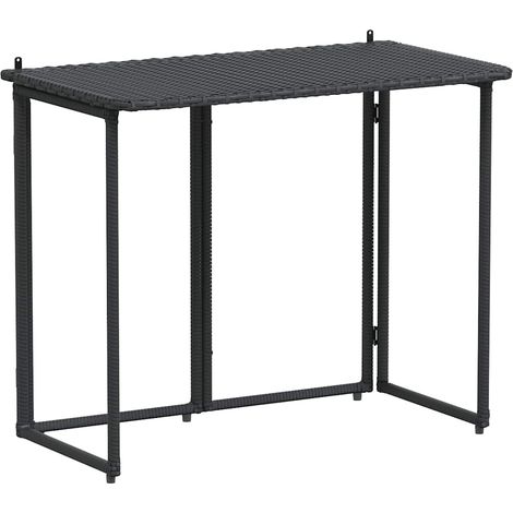 Table de jardin，Table d'extérieur pliante noir 90 x 51 x 75 cm polyrotin CFW81596 (1/5)