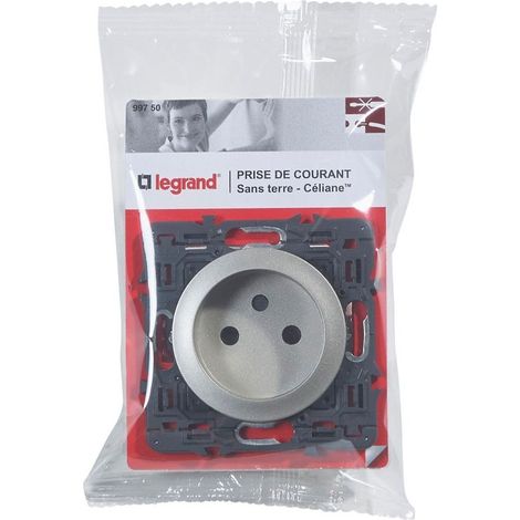 Legrand 099750 Céliane ungrounded outlet - titanium with bracket