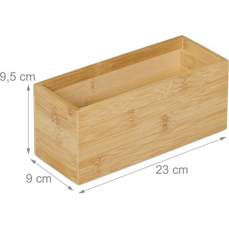Set di 2 scatole portaoggetti aperte multiuso per bagno ufficio 28 x 20 x 12 cm in bambù naturale 130016275