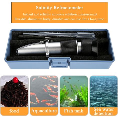 Salzgehaltsmessgerät für Aquarien, optisches Refraktometer ATC 0-10% mit Digitalthermometer, präzise Meerwassermessung (1/5)