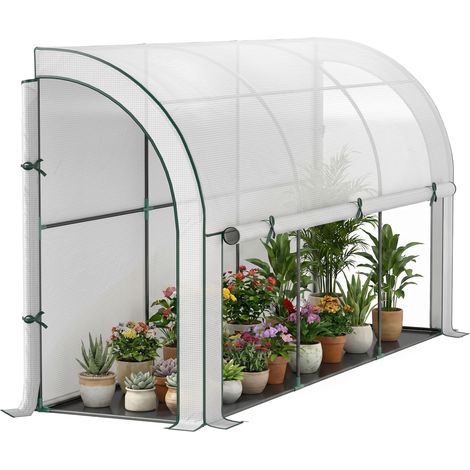 Serre murale, abri pour plantes accessible, bâche en plastique, 300 x 80 x 157 cm, blanche (1/5)