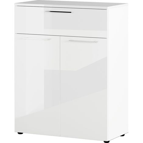 Meuble de rangement moderne 84 cm blanc brillant Georgie (1/5)