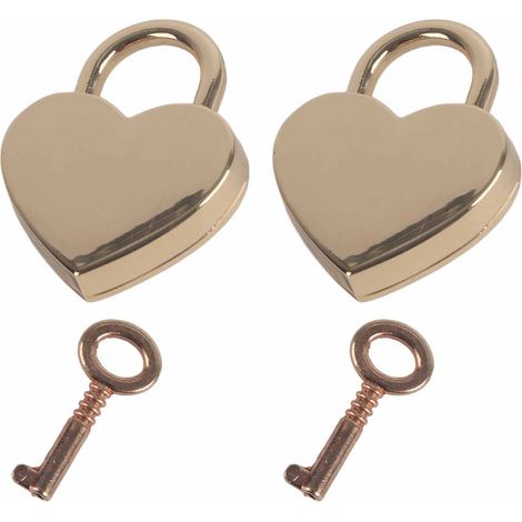 Deux jeux de cadenas vintage en métal en forme de cœur, avec clés, 30x39 mm, or rose. (1/5)