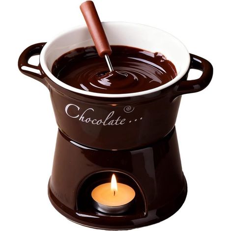 Taza de fondue individual – Con tenedor para fondue, fondue de queso/chocolate al calor de una vela (1/5)