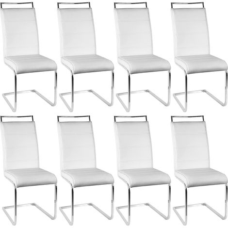 Aqrau Lot de 8 - chaises de salle à manger,chaise cantilever. chaises, Style contemporain - 46 × 44 × 102 CM -Blanc (1/5)