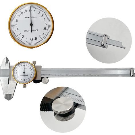 Caliper with dashboard Stainless steel 150mm / 6” Supplied with box Adjustable length (1/5)