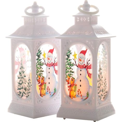 Lanterne De Noël Led - Lanterne À Bougie Sans Flamme - Pour Décoration Intérieure De Table Ou Suspension - Lot De 2 (1/5)