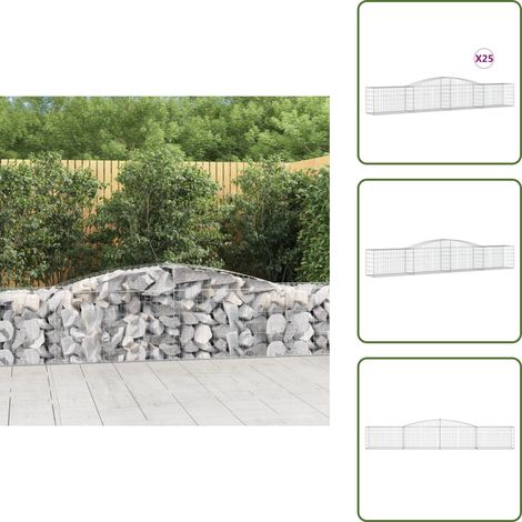 Gabionen mit Hochbogen 25 Stk. 400x50x60/80cm Verzinktes Eisen - Gabionen - Gartenzaun - Gartendeko - Eisen - Korrosionsschutz (1/5)