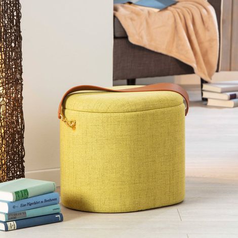 Dmora - Pouf Dcarte, Poltrona multiuso, Poltroncina sacco, Pouf poggiapiedi, 42x36 h30 cm, Giallo (1/5)
