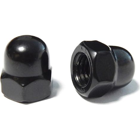 5 Pièces Écrous Borgnes M12, Acier Inoxydable A2 V2A DIN 1587, Hexagonaux Noir Forme Bombée Cache Écrous pour Boulons, Vis,Tiges Filetées (1/5)