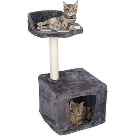 Albero Palo Tiragraffi Gatti con Cuccia e Piattaforma 68x30cm Peluche e Sisal (1/4)