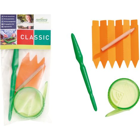 Romberg – Kit de semis professionnel CLASSIC – Semoir, étiquettes, repiqueur, crayon, 9 pièces (1/2)