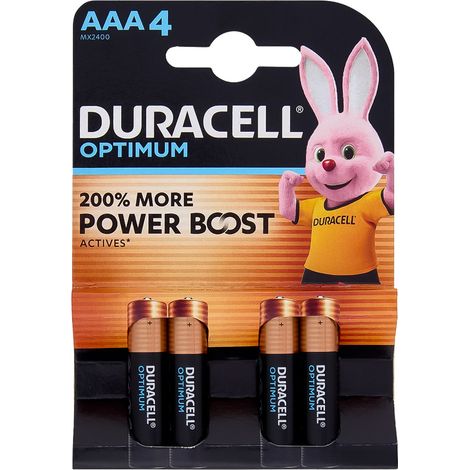 PILA MINISTILO DURACELL 'OPTIMUM' Pz 4 - 1,5 V - AAA (Optimum)- 10 blister  - DURACELL