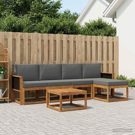 vidaXL Set di divani da esterno 6 pcs Naturale e Antracite (1/4)