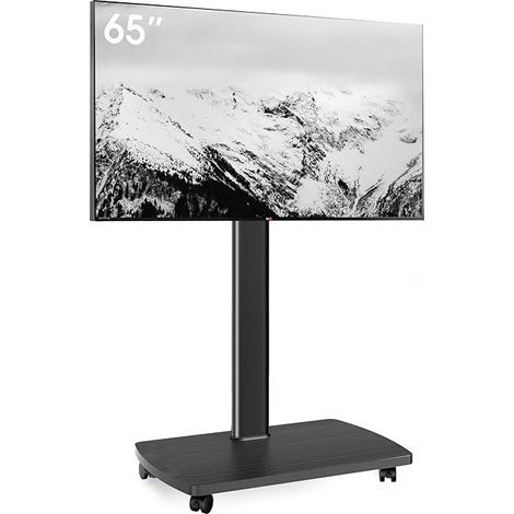 Support TV roulettes pour TV de 32-65 Pouces - Support TV sur Pied Plus Haut 1240 MM-1420 MM Pivotant 60° Inclinaison 12° jusqu'à 40 KG Max. VESA 400x400mm (1/4)