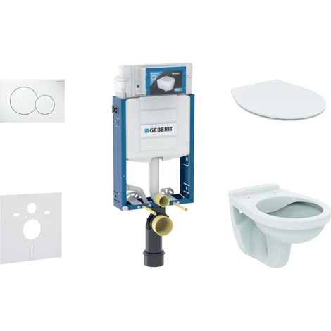 Geberit Combifix - Modulo di installazione a parete, WC Alpha con sedile, placca di comando Sigma01, bianco alpino 110.302.00.5 ND1