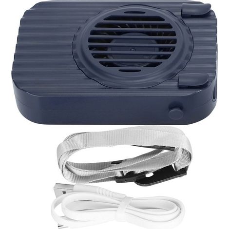 Mini ventilateur de cou créatif USB portable mains libres portable paresseux suspendu refroidisseur à 3 vitesses (bleu) (1/5)