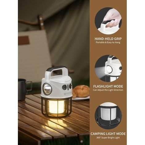 Campinglaterne, leistungsstarke wiederaufladbare 2400mAh LED-Campinglampe, wasserdichte Zeltlampe mit 6 einstellbaren Helligkeitsstufen für Angeln/Notfälle/Wandern (1/4)